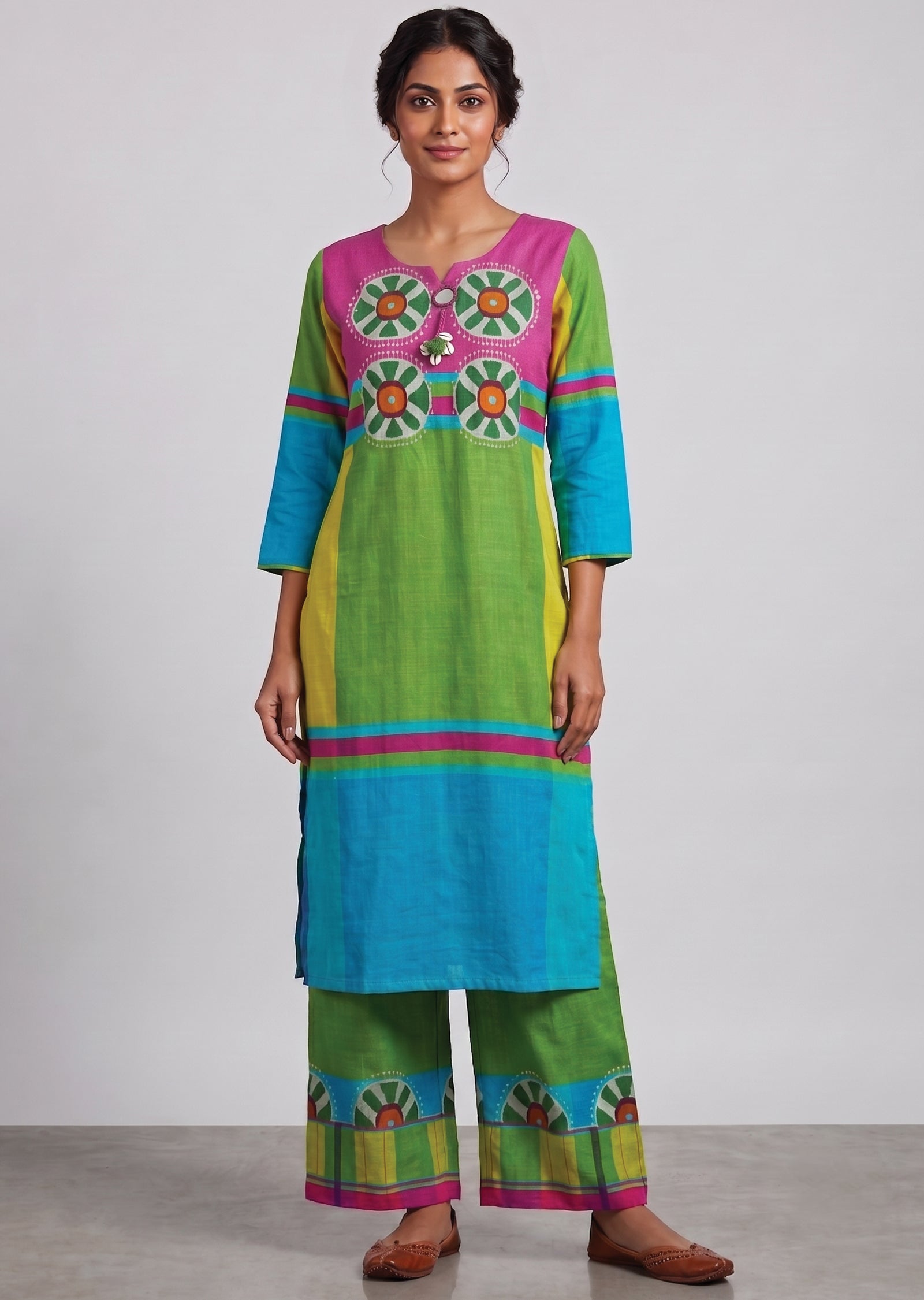 Multi Color Printed Cotton Kurti Set