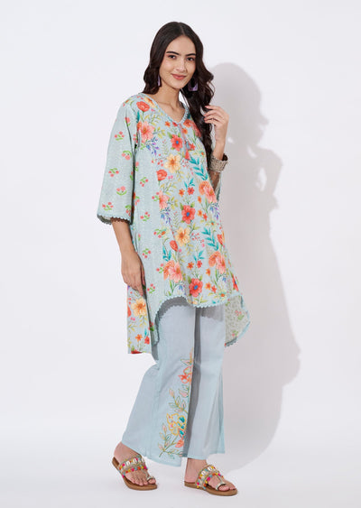 Light Grey Cotton Tail cut kurti set