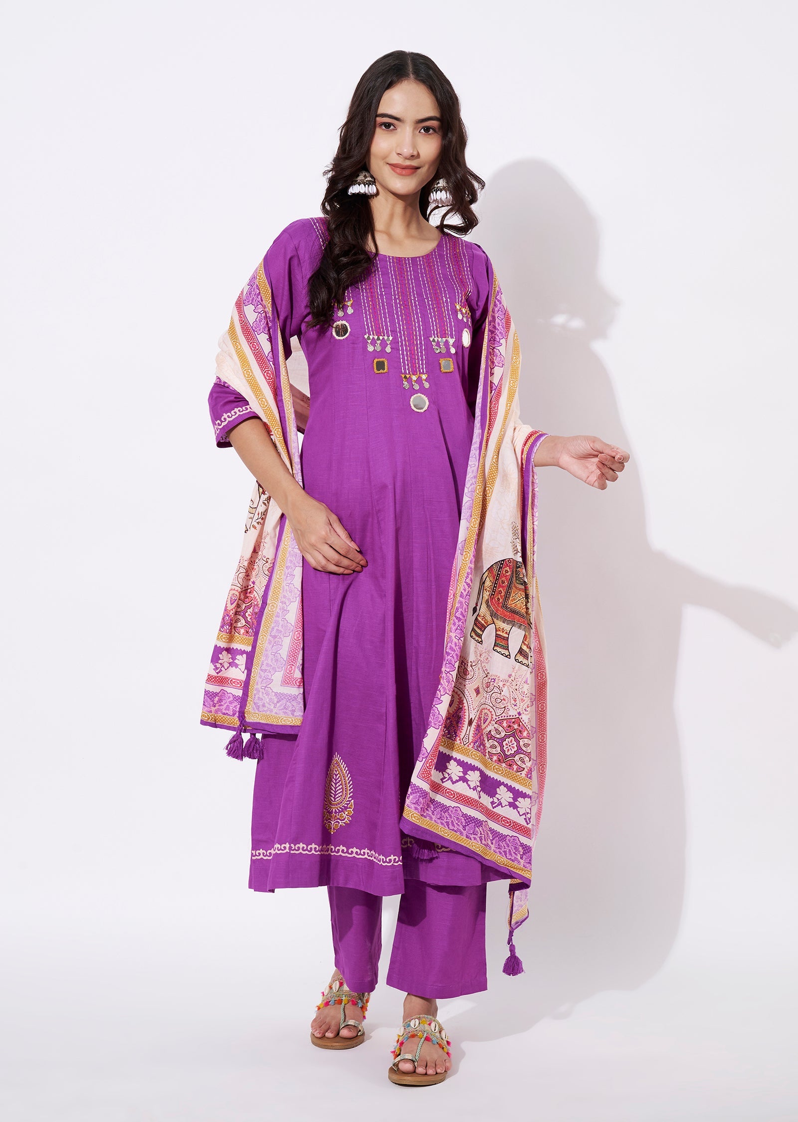 Purple Kota Anarkali Suit