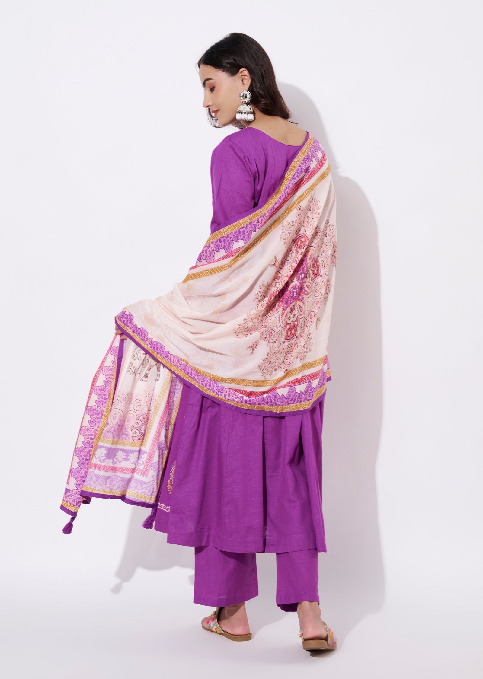 Purple Kota Anarkali Suit