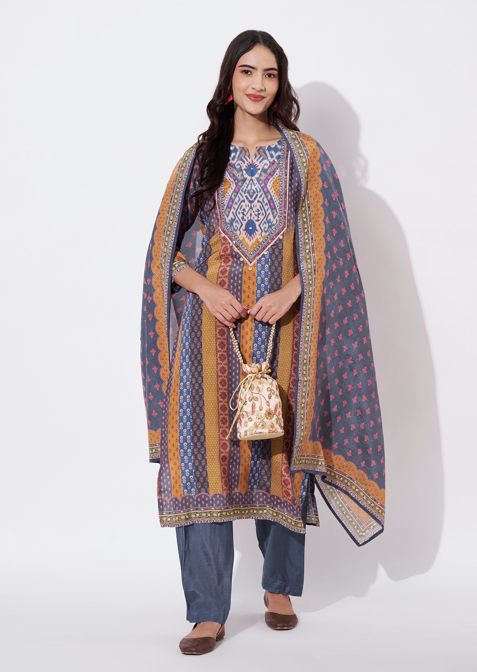 Dark Grey Dola Silk Straight cut suit