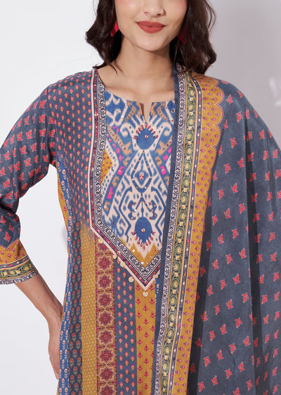 Dark Grey Dola Silk Straight cut suit