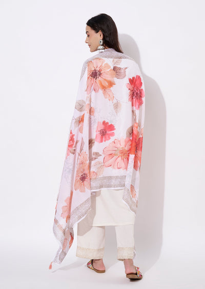 Off White Cotton Straight cut suit