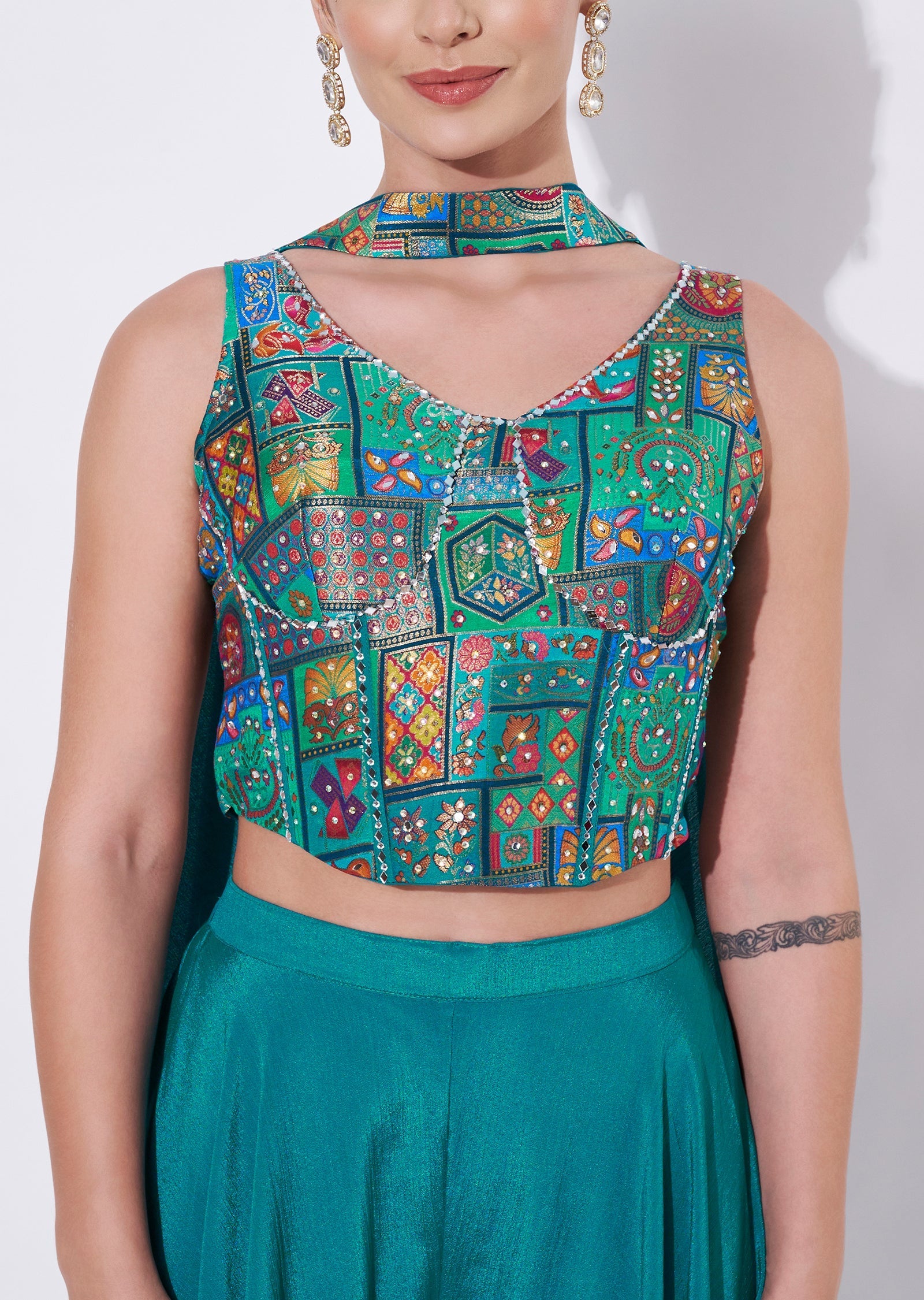 Rama green Silk Lehenga Set