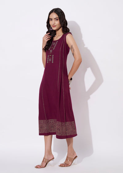 Magenta Gold Kurti