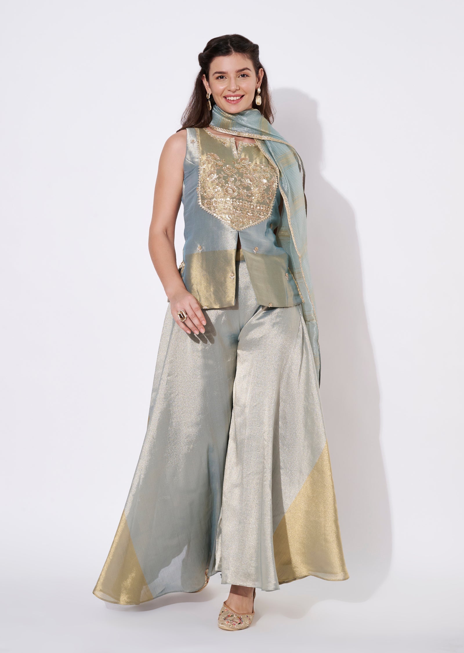 Two toned blue Tissue Sharara