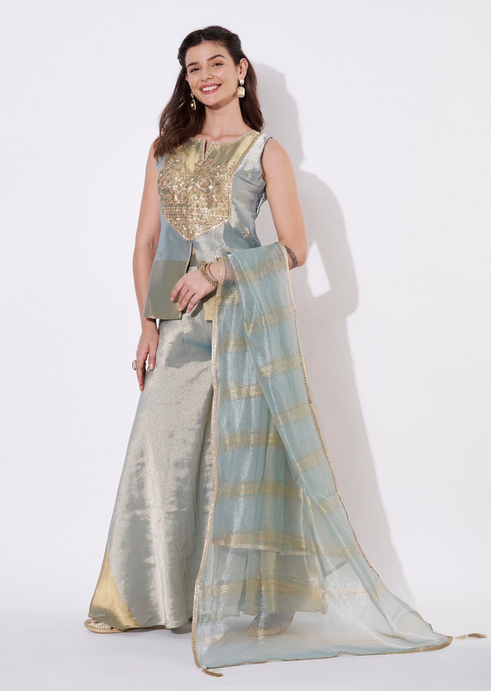 Two toned blue Tissue Sharara