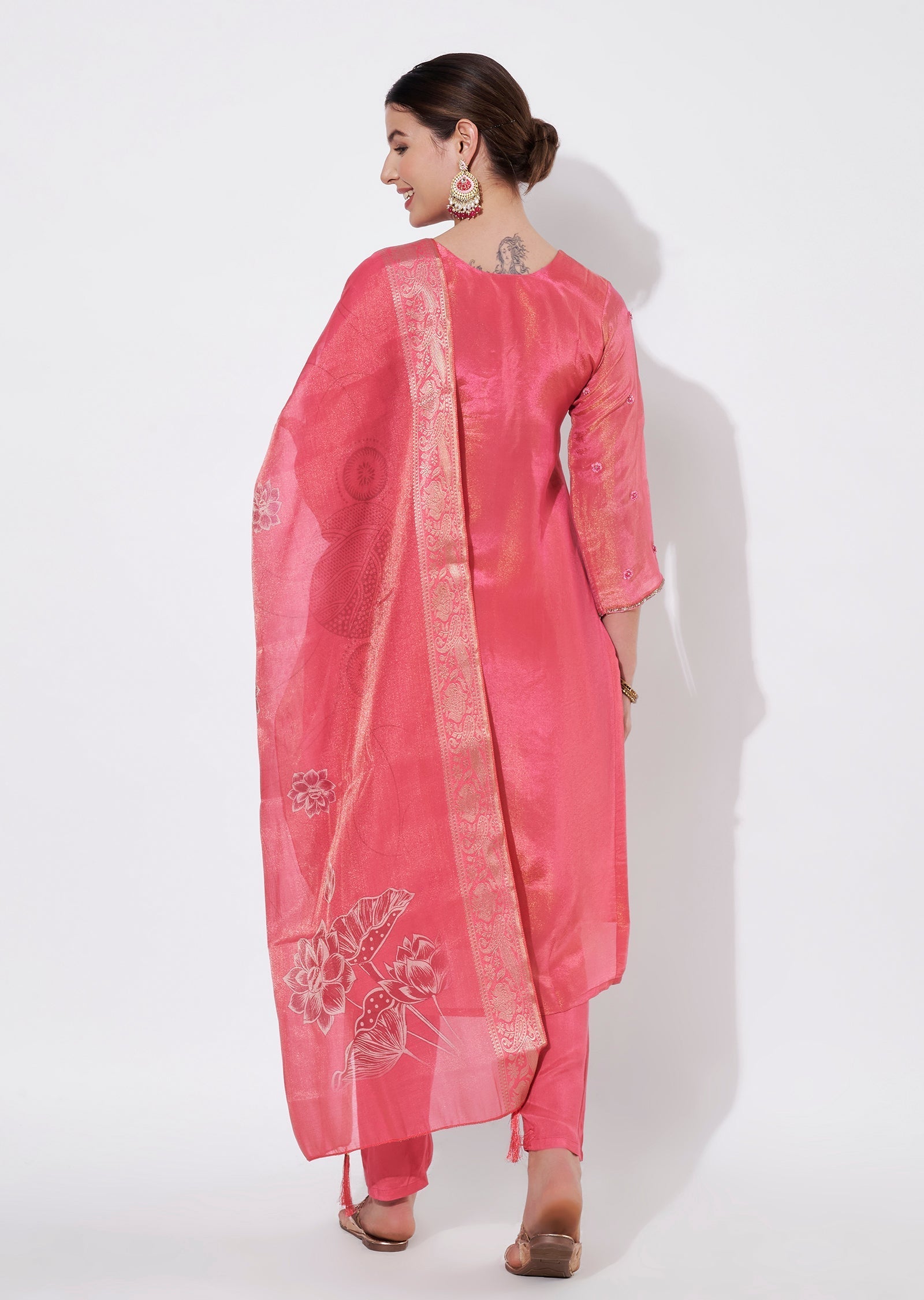 Pink Tissue Straight cut suit