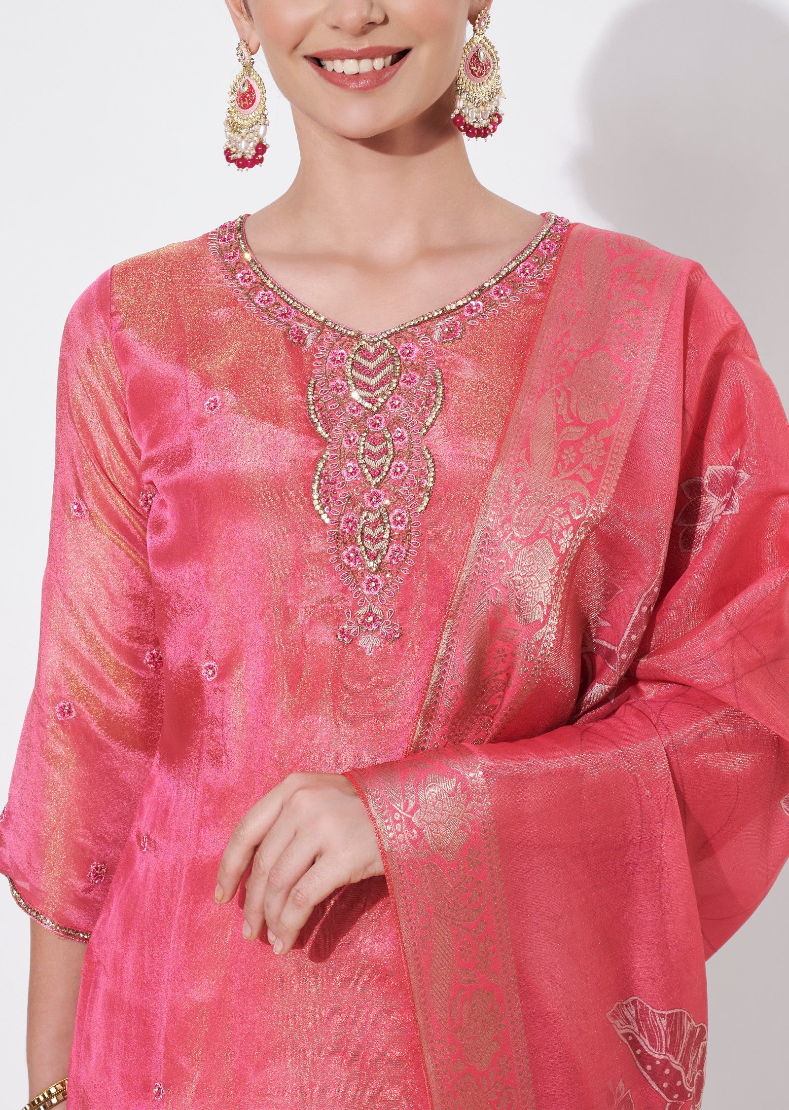 Pink Tissue Straight cut suit