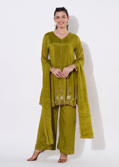 Light Green Tissue Straight cut suit