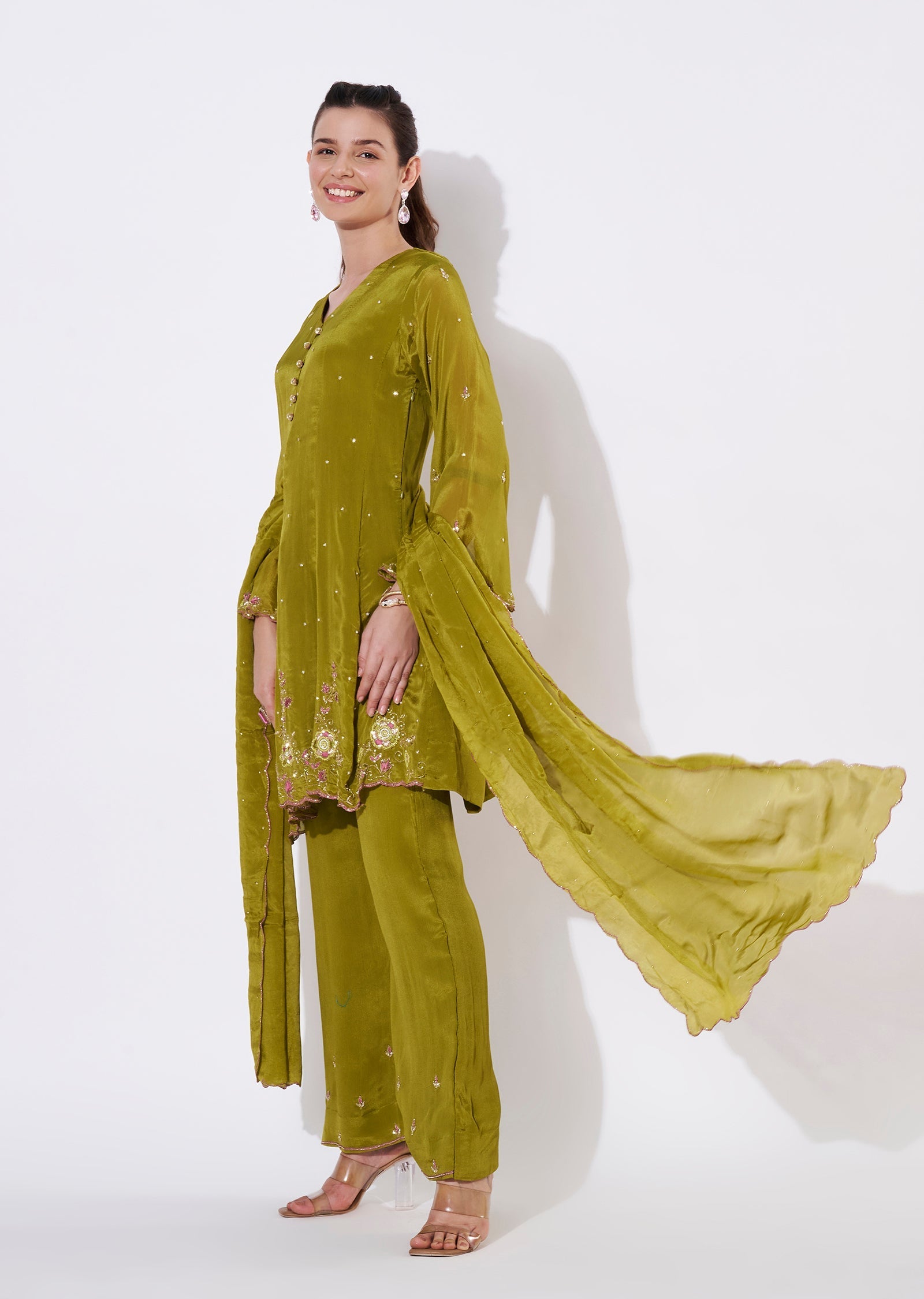 Light Green Tissue Straight cut suit