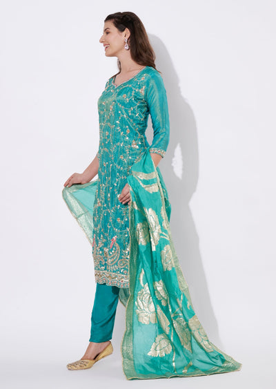Dusty Green Tissue Straight cut suit