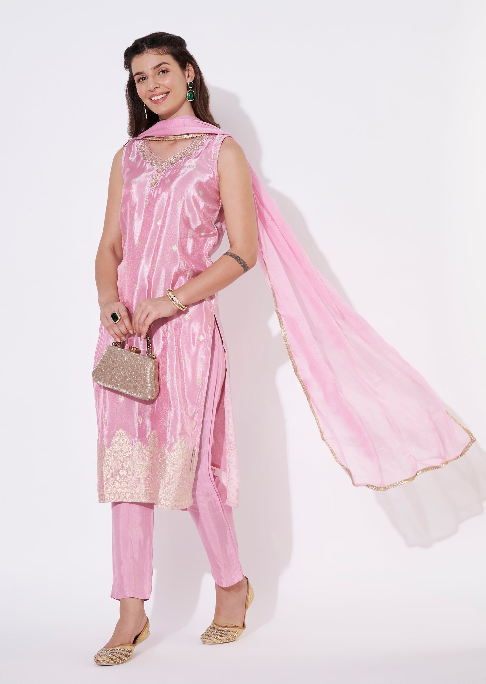 Light Pink Tissue Straight cut suit