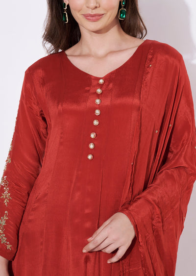 Rust Silk Anarkali Suit