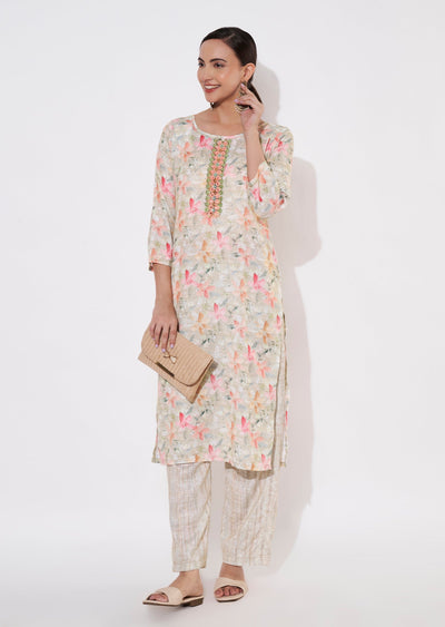 Pista Green Linen Cotton Kurti set