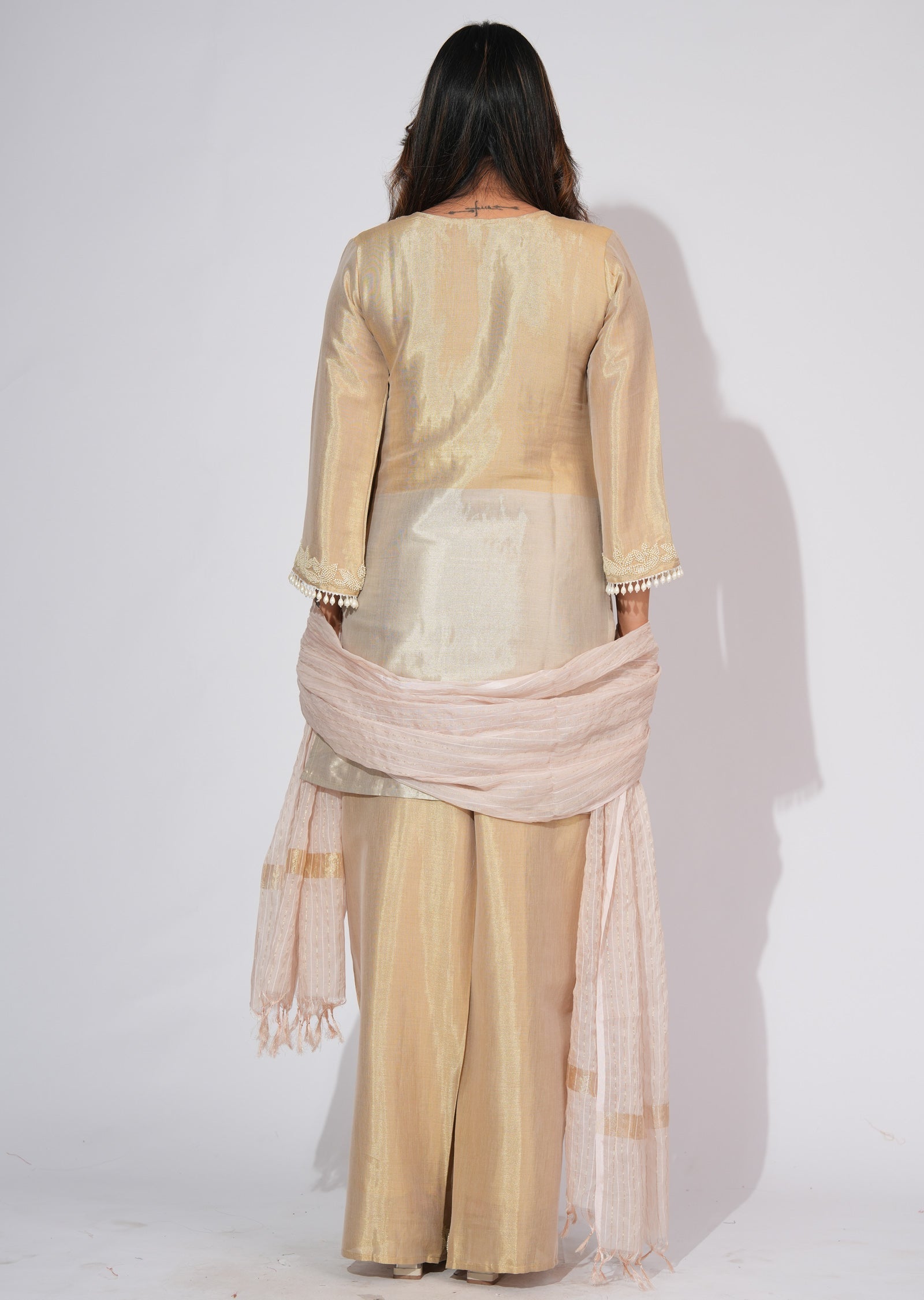 Gold Tissue Straight cut suit