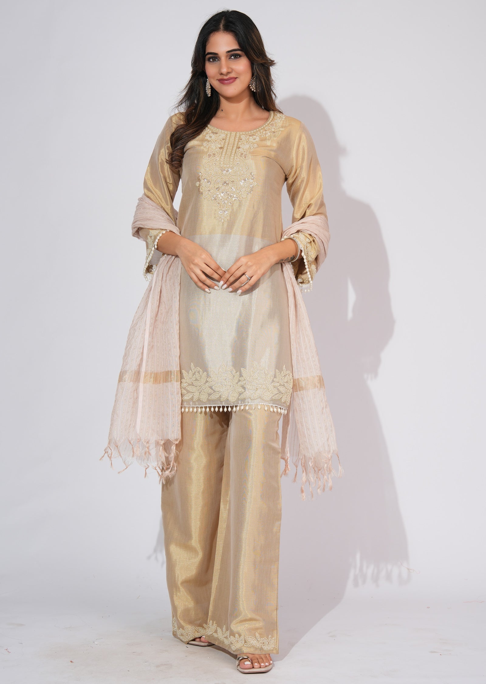 Gold Tissue Straight cut suit