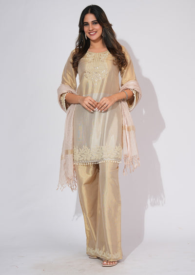 Gold Tissue Straight cut suit