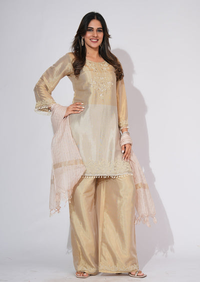 Gold Tissue Straight cut suit