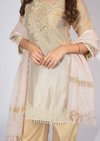 Gold Tissue Straight cut suit