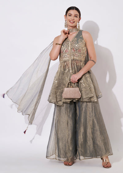 Dusty Green Tissue Straight cut suit