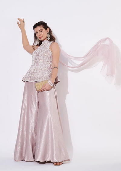 Pink halter neck Sharara Set