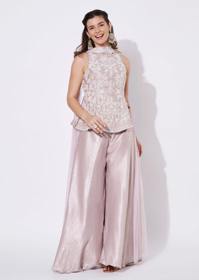 Pink halter neck Sharara Set