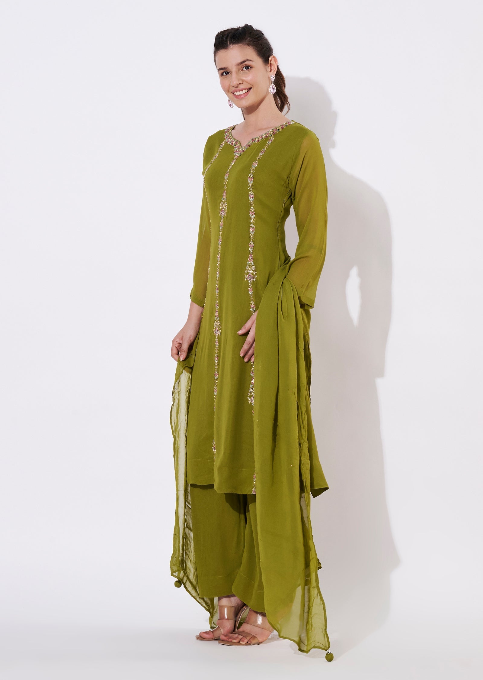 Mehndi Green Georgette Anarkali Suit