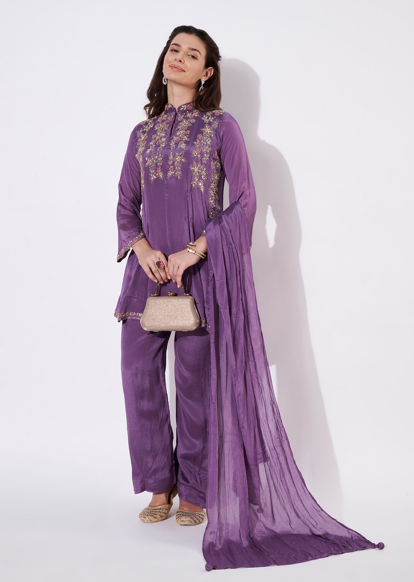 Lavender Chinnon Straight cut suit