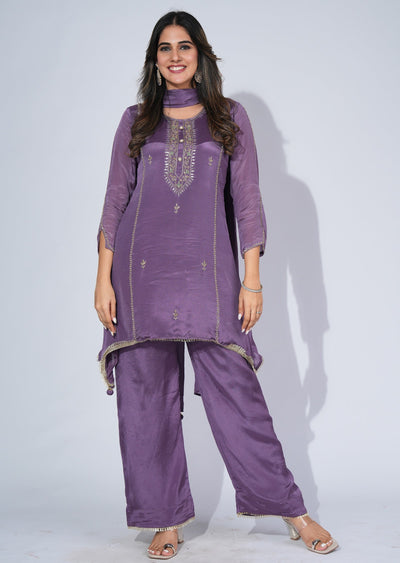 Mauve Chinnon Tail cut suit