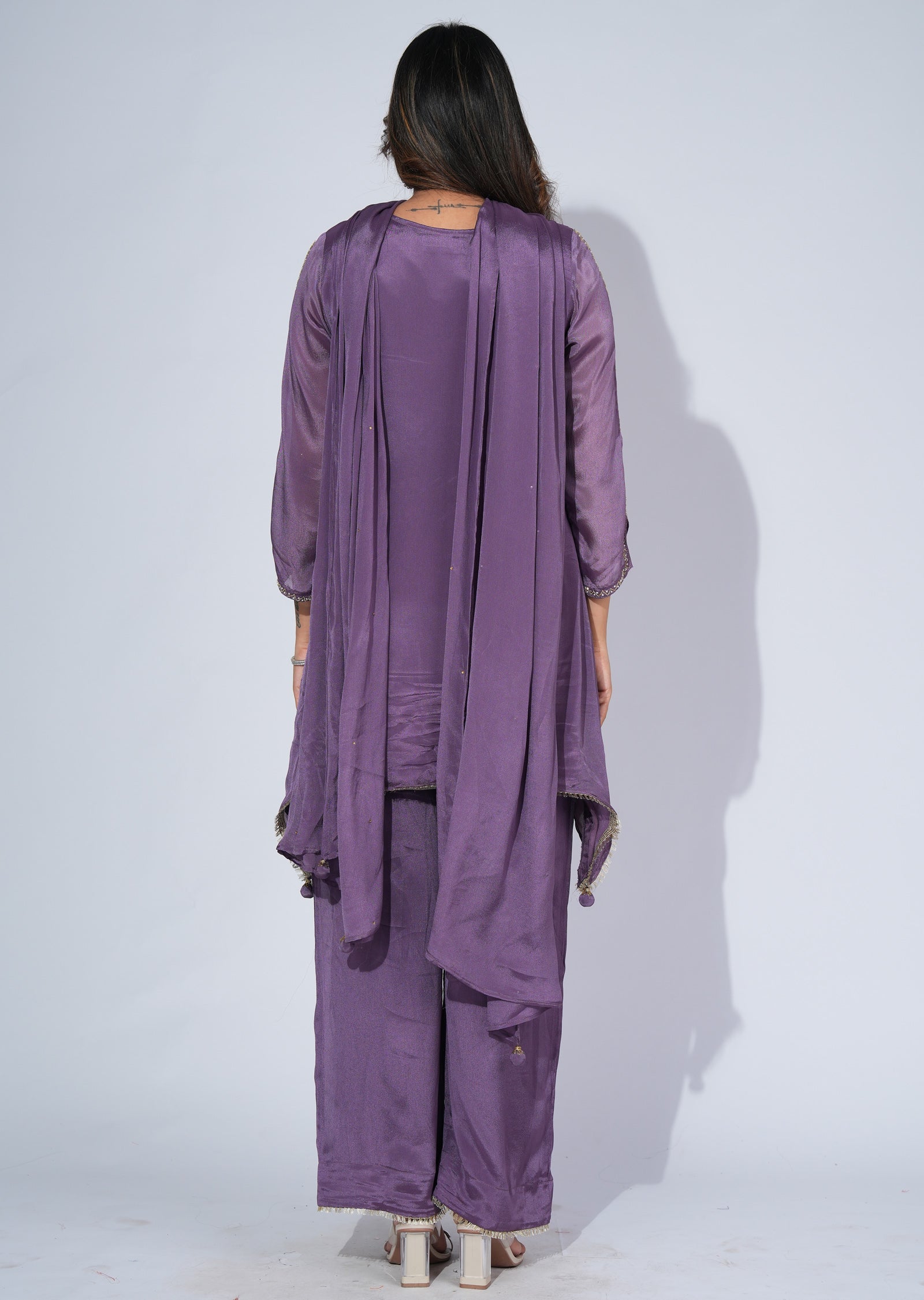 Mauve Chinnon Tail cut suit