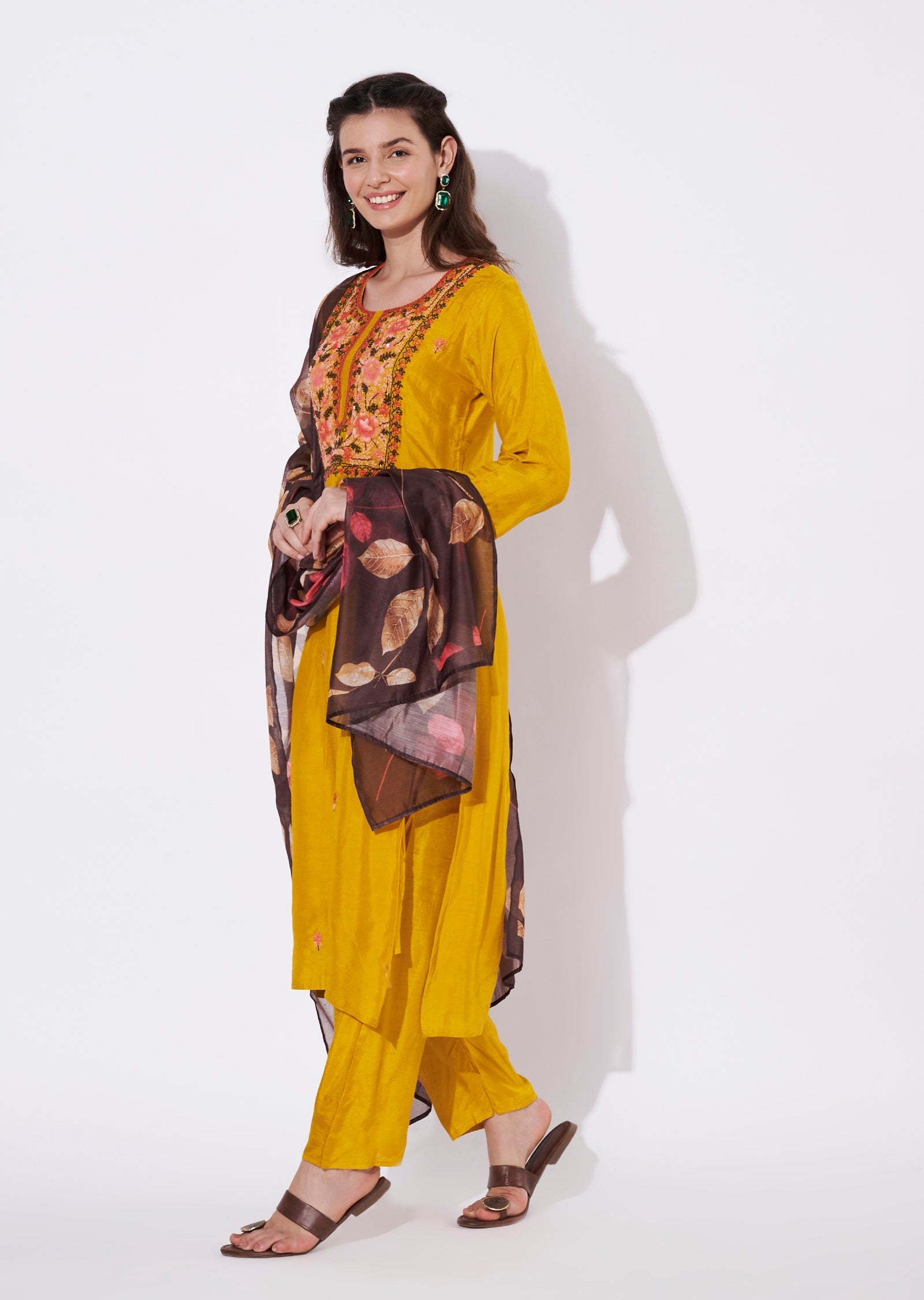 Yellow Silk Straight cut suit