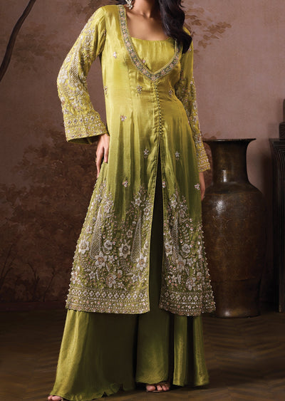 Green Tissue Indowestern Set