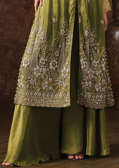 Green Tissue Indowestern Set