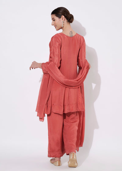 Coral Silk Straight cut suit
