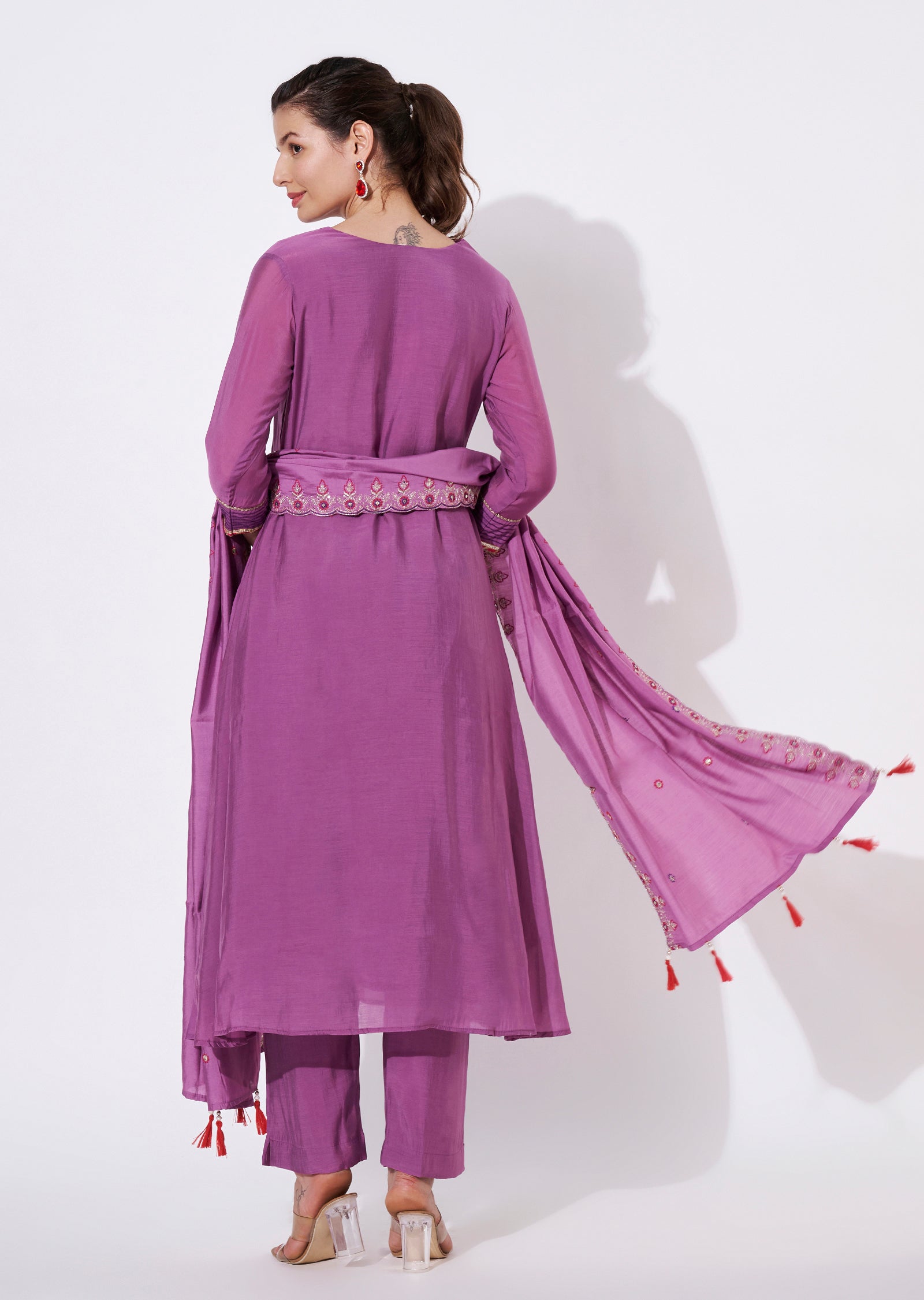 Mauve Silk Anarkali Suit