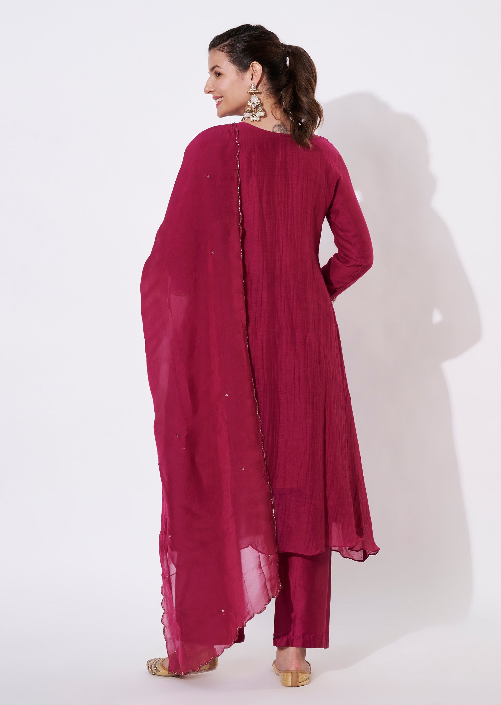 Magenta Silk Anarkali Suit