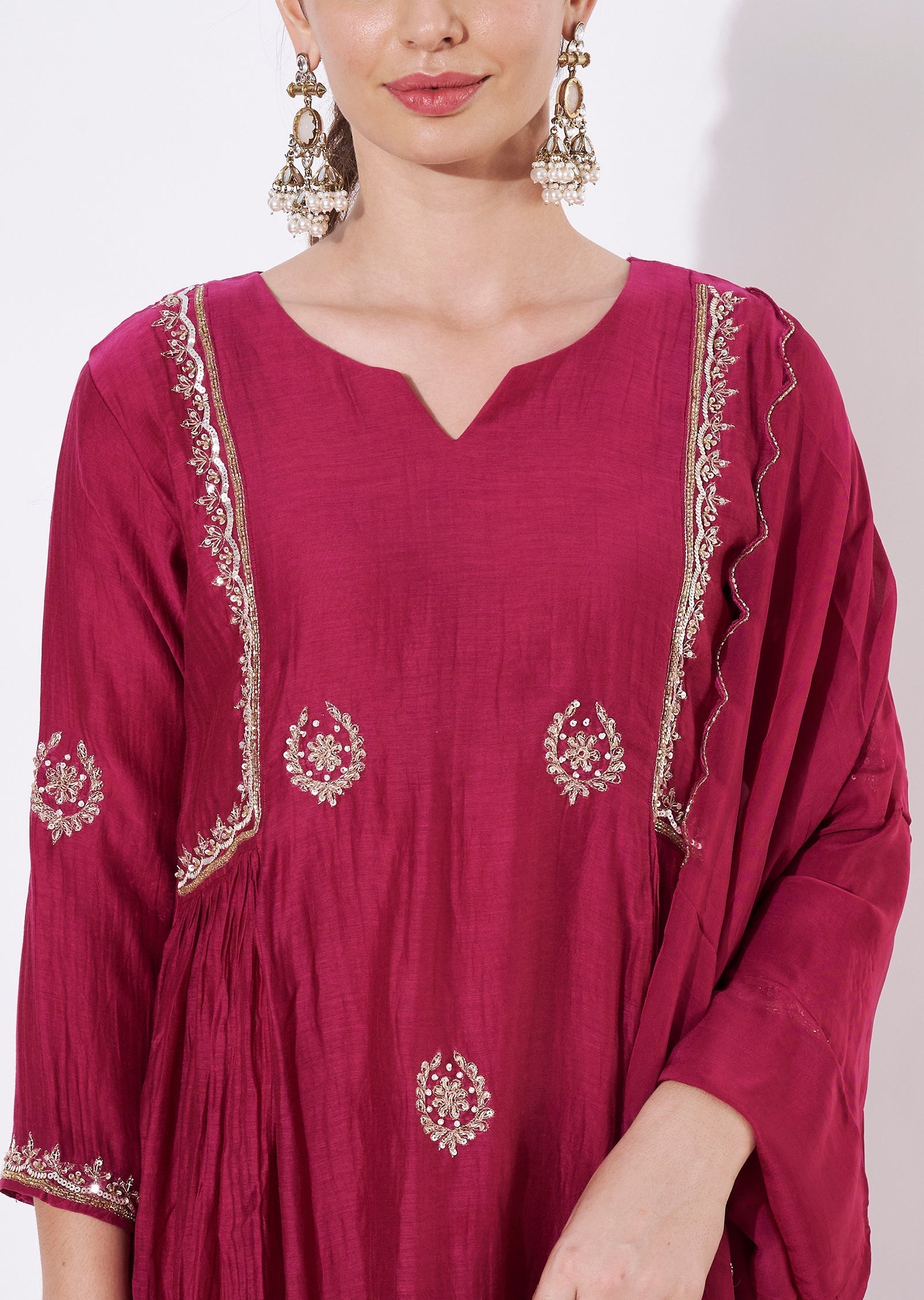 Magenta Silk Anarkali Suit