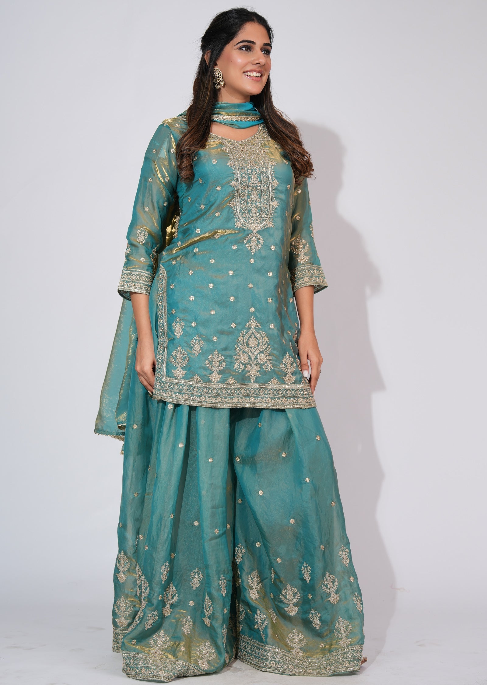 Dusty Blue Sharara Set
