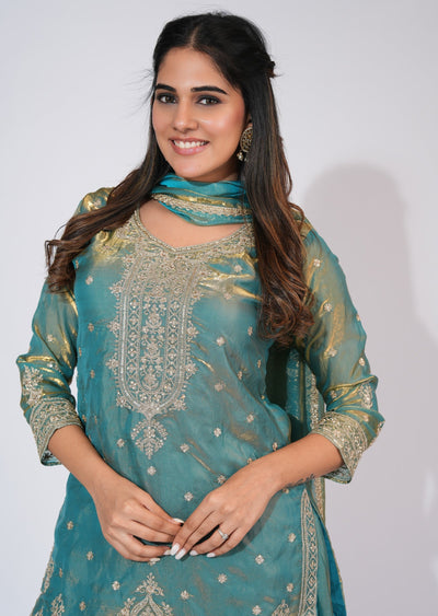 Dusty Blue Sharara Set