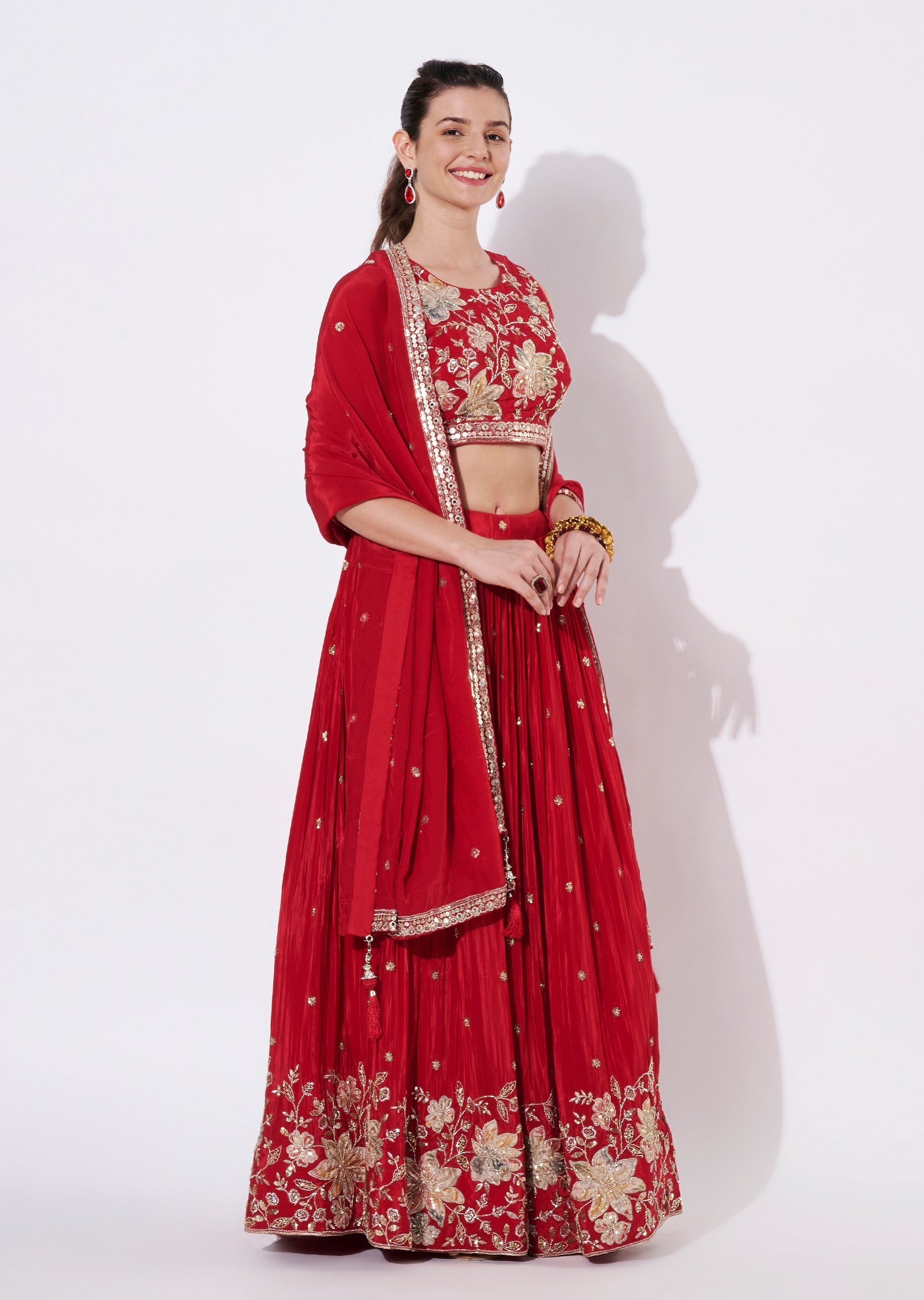 Rust Silk Lehenga Set