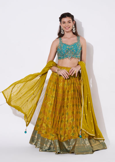 Mustard Silk Lehenga Set