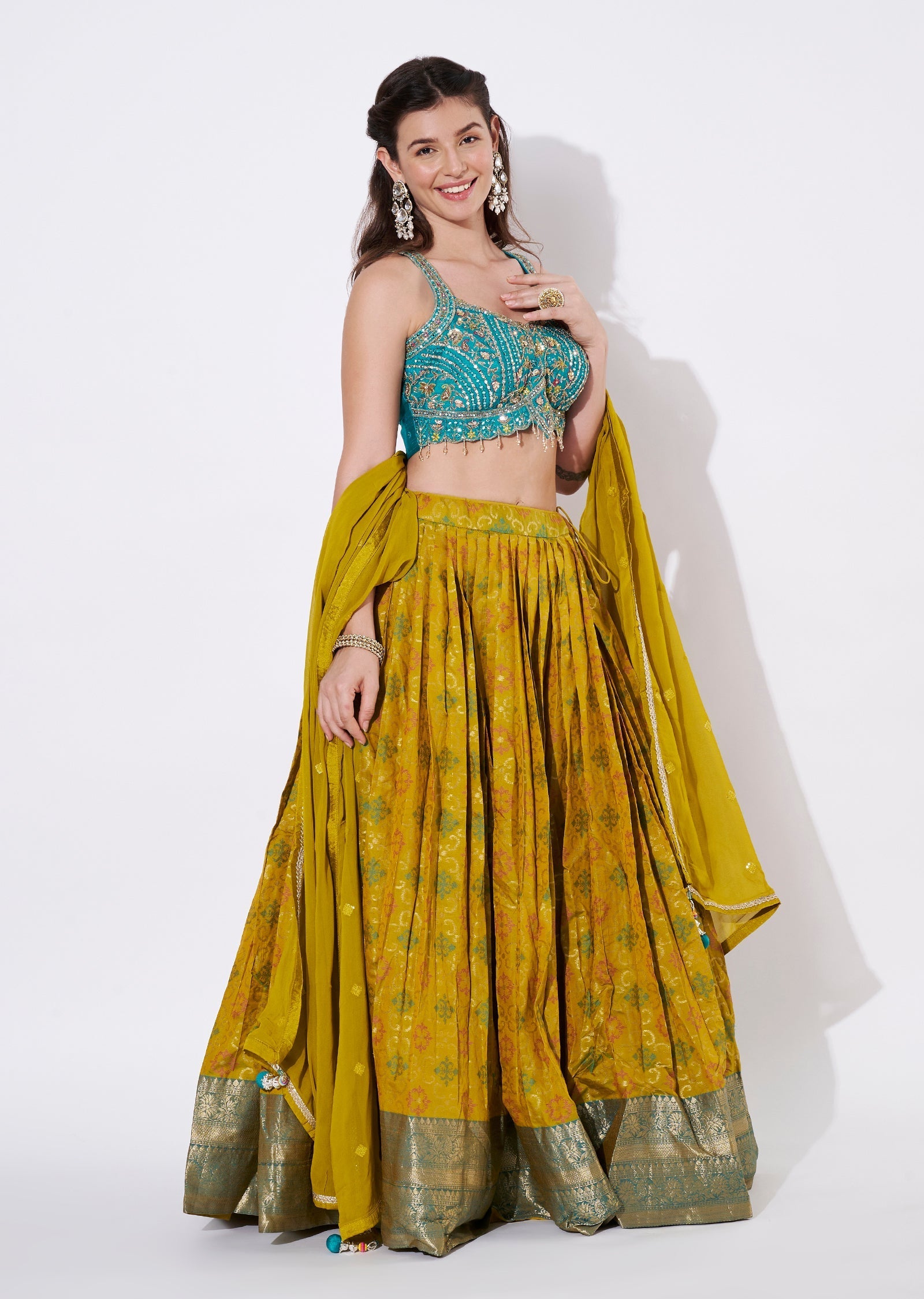Mustard Silk Lehenga Set