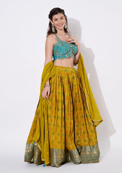 Mustard Silk Lehenga Set