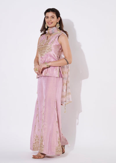 Lavender Tissue Sharara Set