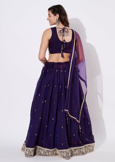 Purple Silk Lehenga Set
