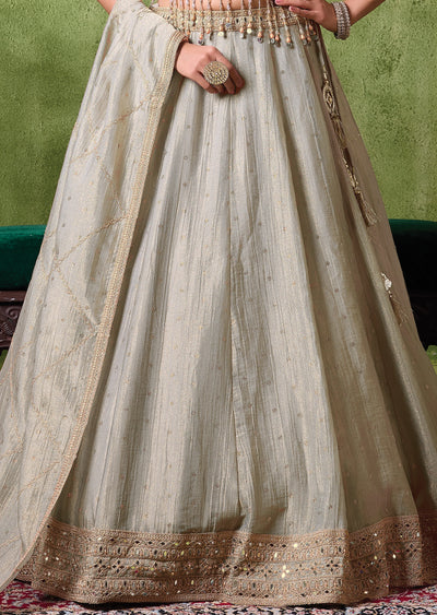 Grey Tissue Lehenga Set
