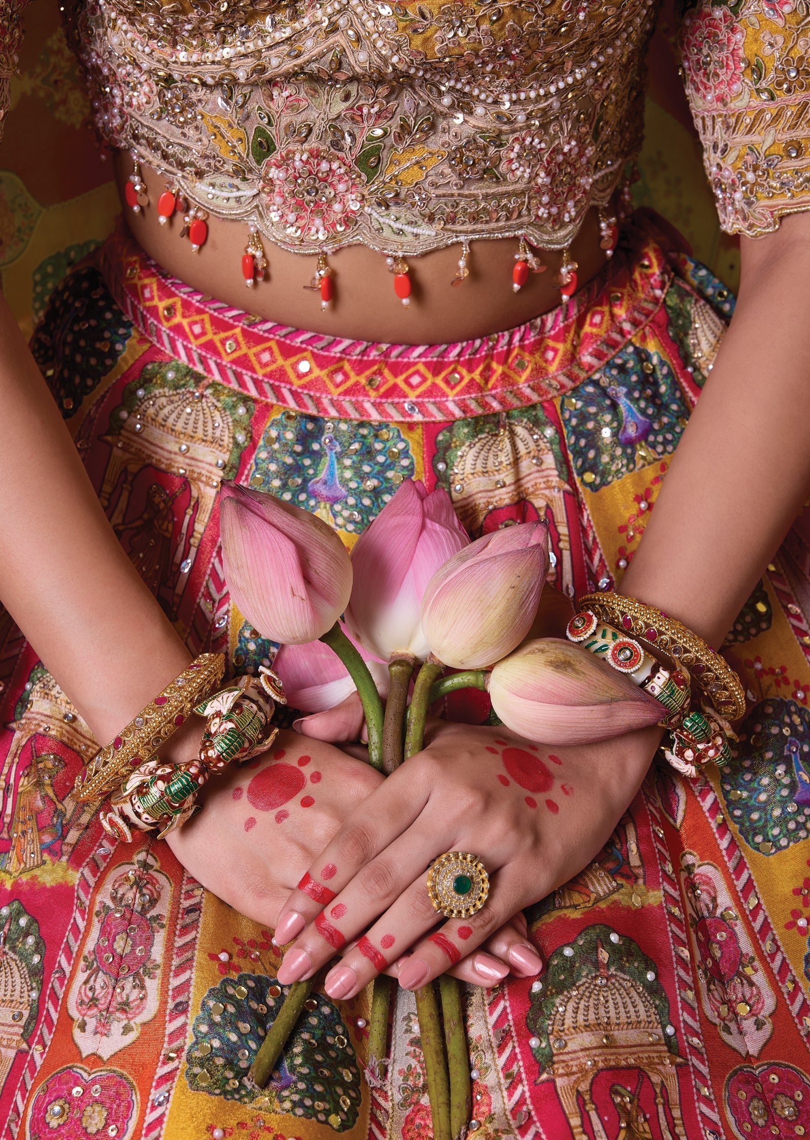 Mustard Tissue Lehenga Set