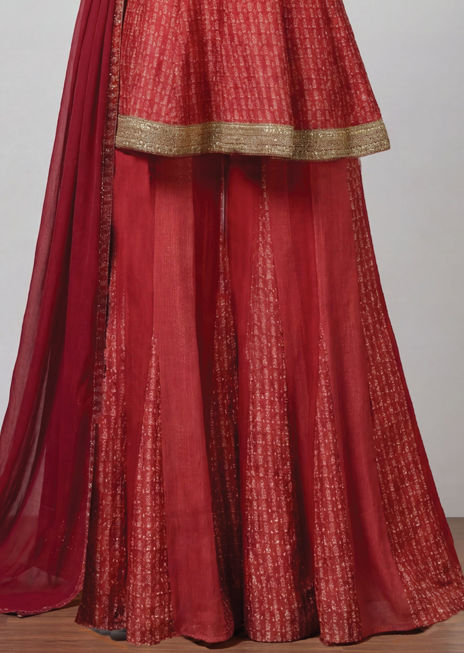 Rust Silk Sharara Set