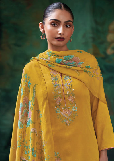 Mustard Cotton Straight cut suit